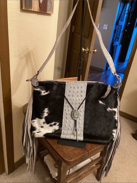 Dancing Cactus Designs Handbags - Dancing Cactus Designs OOAK Oakley Fringe Bag w/Authentic Turquoise Bolo NWOT